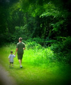 Dad and Cooper walking Camping 2011
